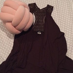 Brown sleeveless cardigan with beaded back